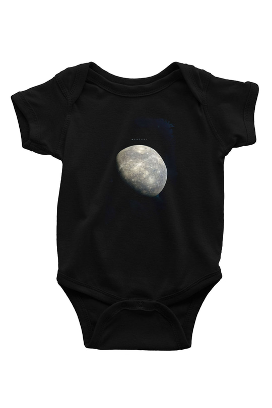 Merkür Fotoğraf Baskılı Unisex  Siyah Bebek Body - Zıbın