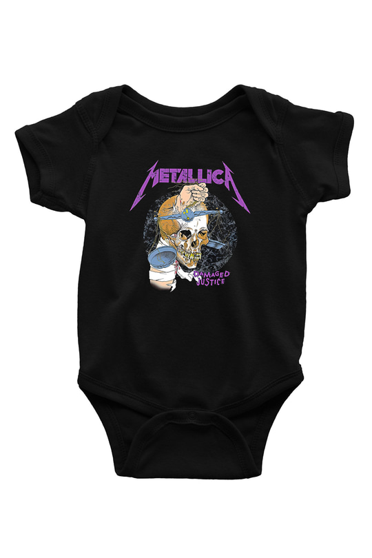 Metallica Baskılı Unisex Siyah Bebek Body - Zıbın