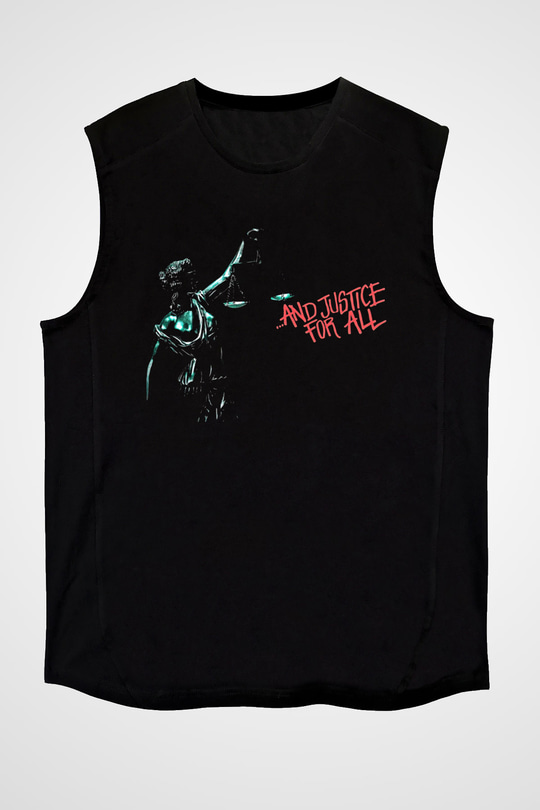 Metallica Baskılı Unisex Siyah Kolsuz Tişört - Tshirt