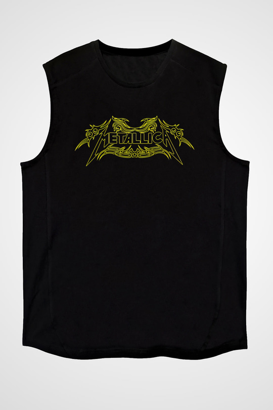 Metallica Baskılı Unisex Siyah Kolsuz Tişört - Tshirt