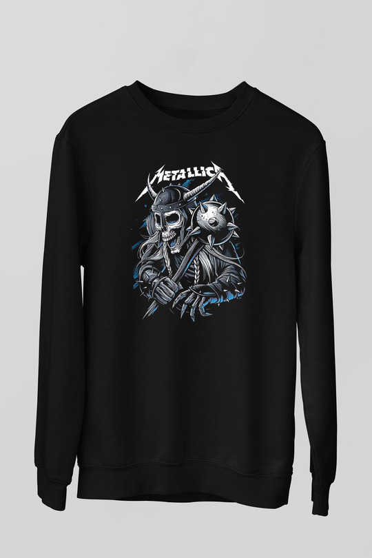 Metallica Baskılı Unisex Siyah Sweatshirt
