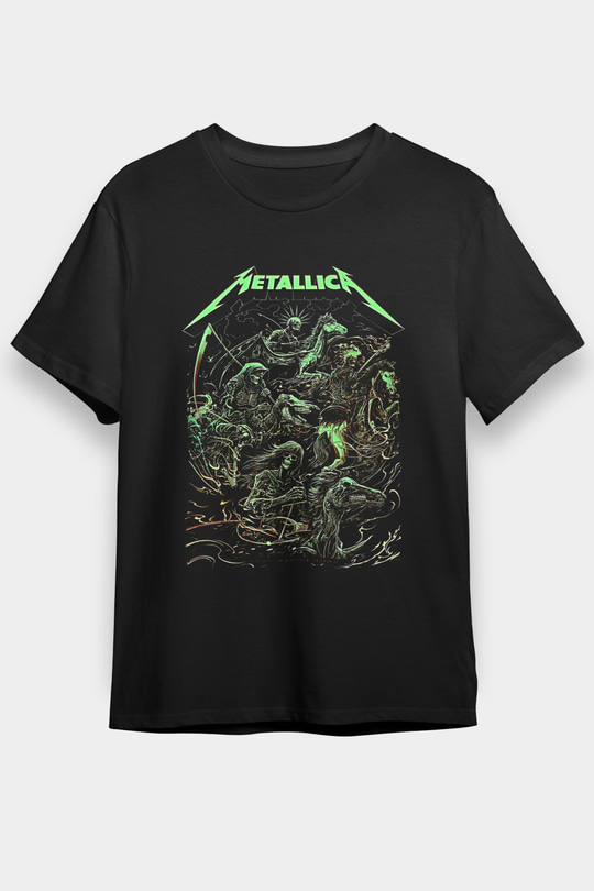Metallica Baskılı Unisex Siyah Tişört - Tshirt