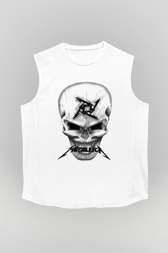 Metallica Beyaz Unisex Kolsuz Tişört