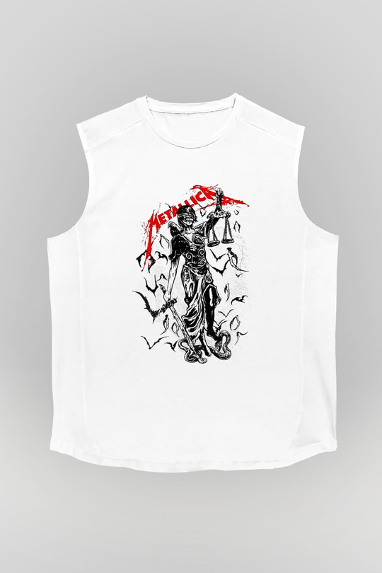 Metallica Beyaz Unisex Kolsuz Tişört