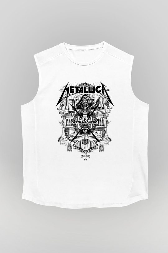 Metallica Beyaz Unisex Kolsuz Tişört