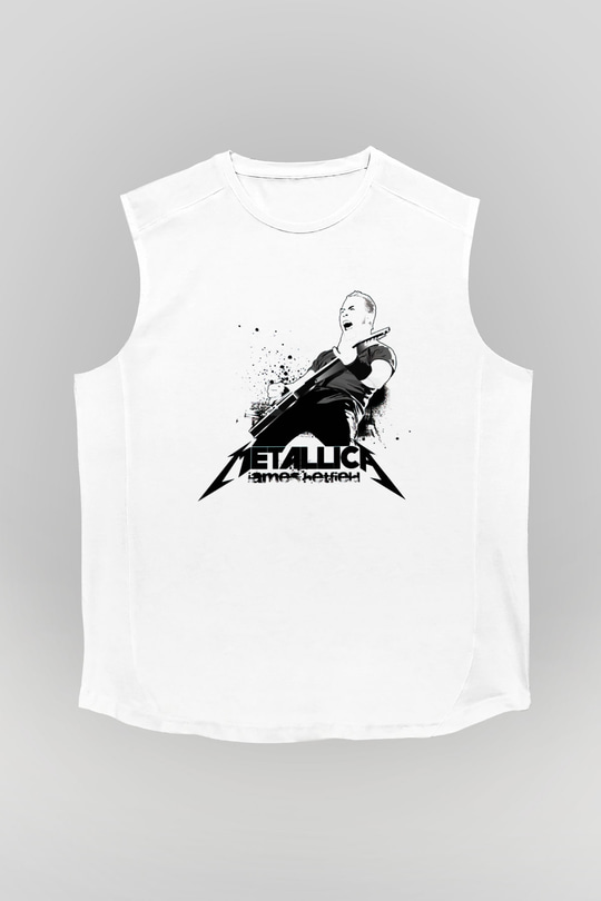 Metallica James Hetfield Beyaz Unisex Kolsuz Tişört