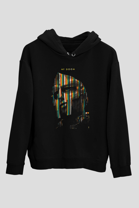 Mf Doom Baskılı Unisex Siyah Hoodie