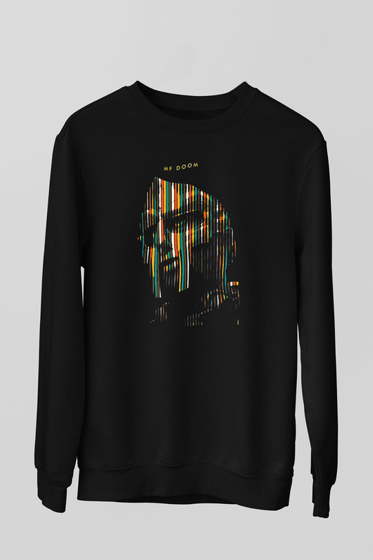 Mf Doom Baskılı Unisex Siyah Sweatshirt