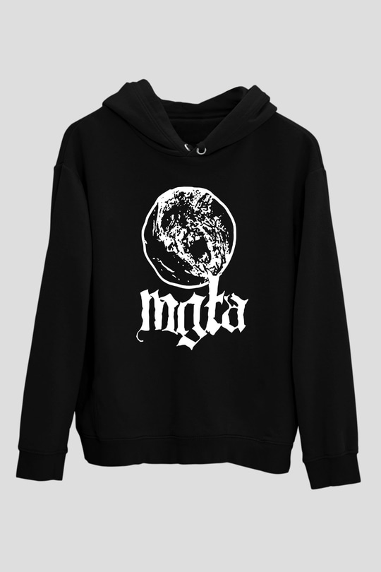 Mgla Baskılı Unisex Siyah Kapüşonlu Sweatshirt