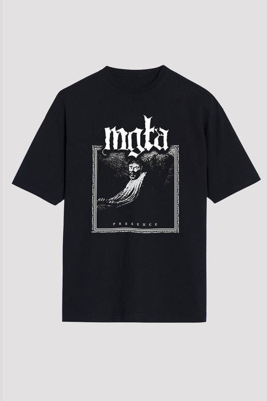 Mgla Baskılı Unisex Siyah Oversize Tişört - Tshirt