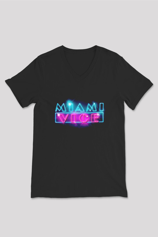 Miami Vice Siyah Unisex  V Yaka Tişört