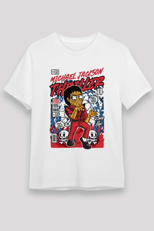 Michael Jackson Thriller Baskılı Unisex Beyaz Tişört