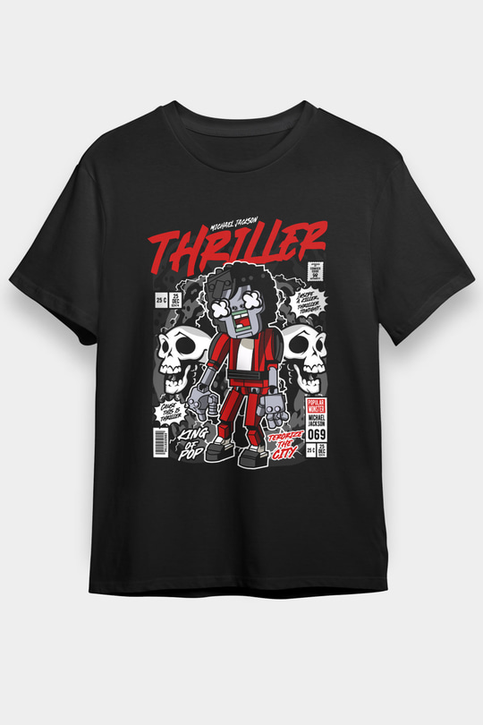 Michael Jakson Zombie Baskılı Unisex Siyah Tişört