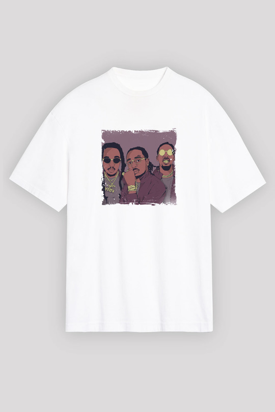Migos Baskılı Unisex Beyaz Tişört