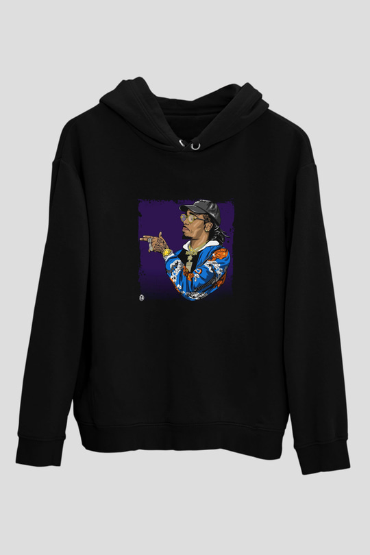 Migos Baskılı Unisex Siyah Hoodie