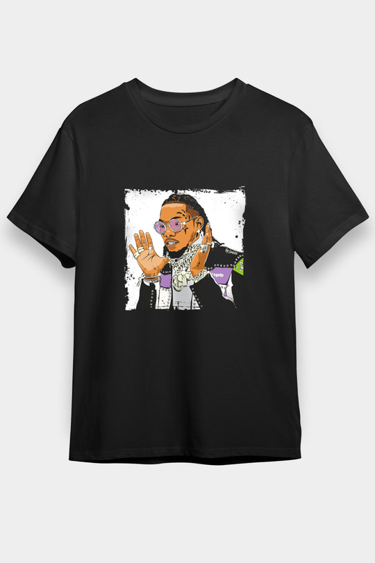 Migos Baskılı Unisex Siyah Tişört