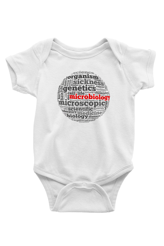 Mikrobiyolog Baskılı Beyaz Unisex Bebek Body - Zıbın