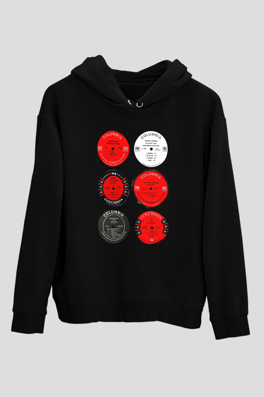 Miles Davis Baskılı Unisex Siyah Kapüşonlu Sweatshirt