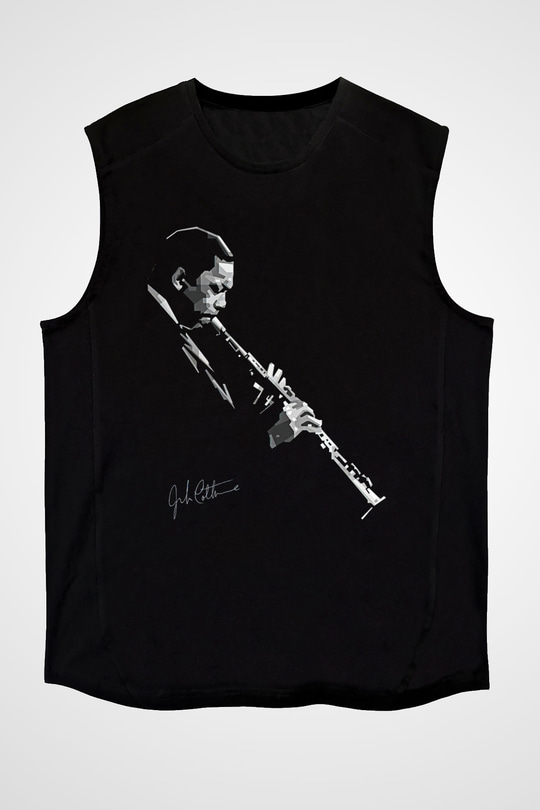 Miles Davis Baskılı Unisex Siyah Kolsuz Tişört - Tshirt