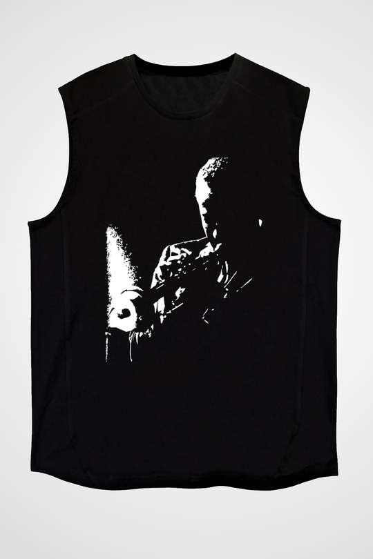 Miles Davis Baskılı Unisex Siyah Kolsuz Tişört - Tshirt
