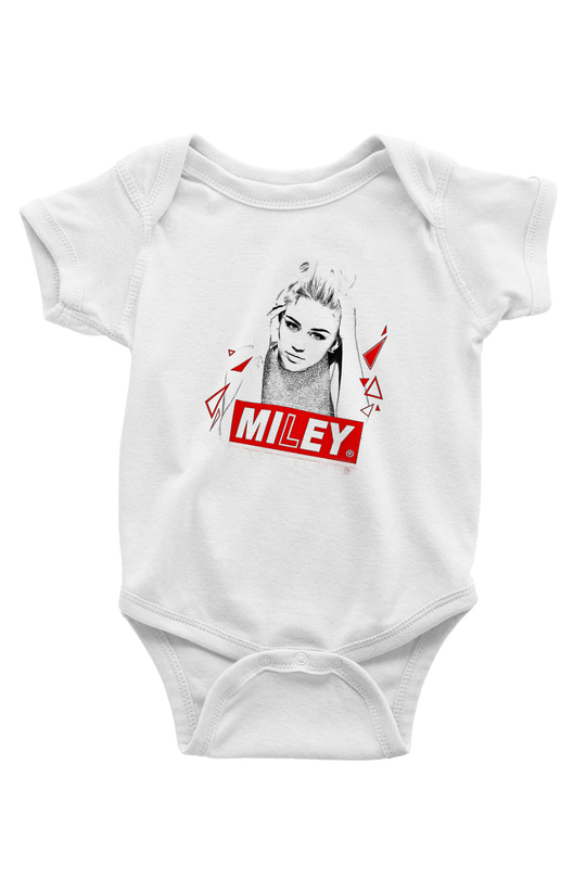 Miley Cyrus Baskılı Beyaz Unisex Bebek Body - Zıbın
