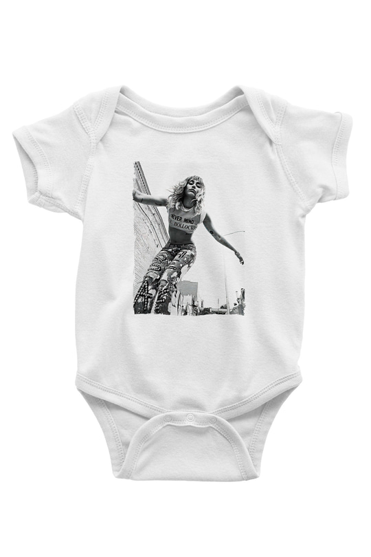 Miley Cyrus Baskılı Beyaz Unisex Bebek Body - Zıbın