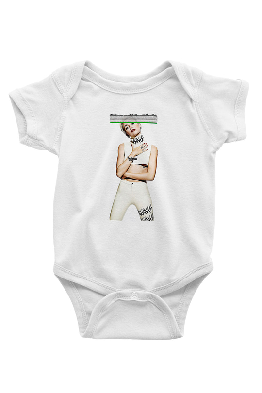 Miley Cyrus Baskılı Beyaz Unisex Bebek Body - Zıbın