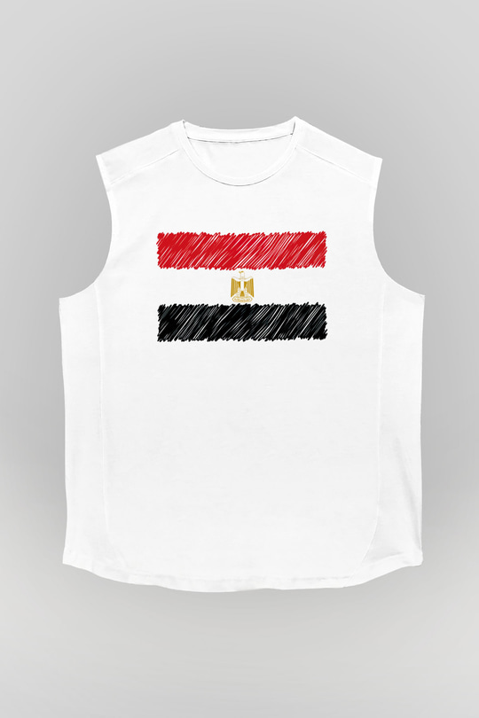 Mısır Beyaz Unisex Kolsuz Tişört
