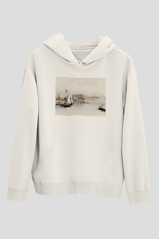 Mısır Harabeleri Beyaz Unisex Hoodie