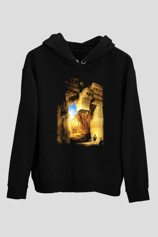 Mısır Harabeleri Siyah Unisex Hoodie