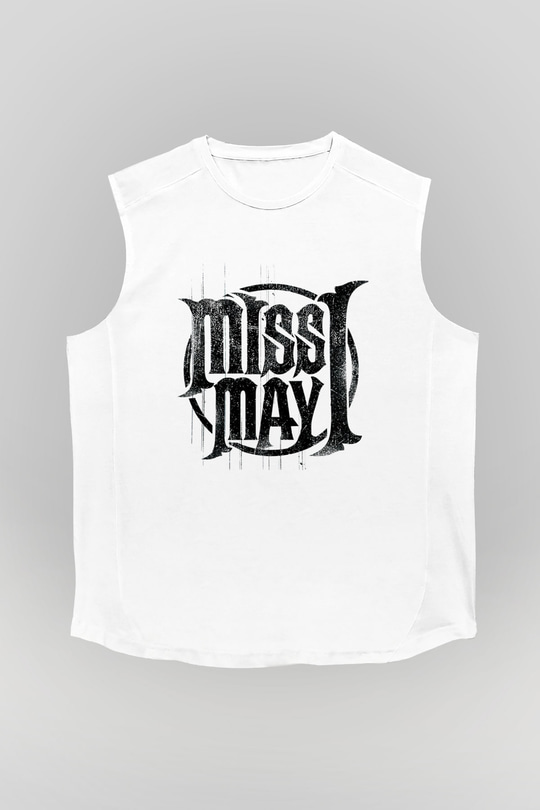 Miss May I Beyaz Unisex Kolsuz Tişört