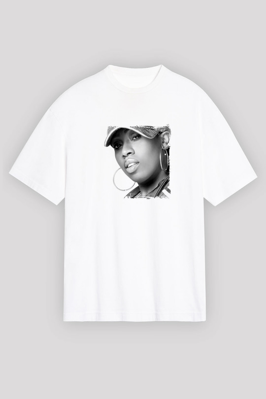 Missy Elliott Baskılı Unisex Beyaz Tişört