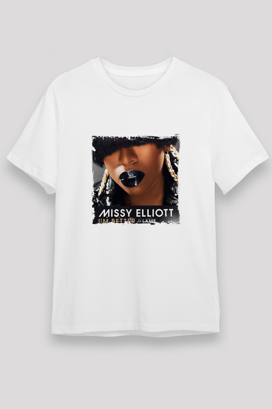 Missy Elliott Baskılı Unisex Beyaz Tişört