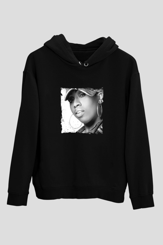 Missy Elliott Baskılı Unisex Siyah Hoodie