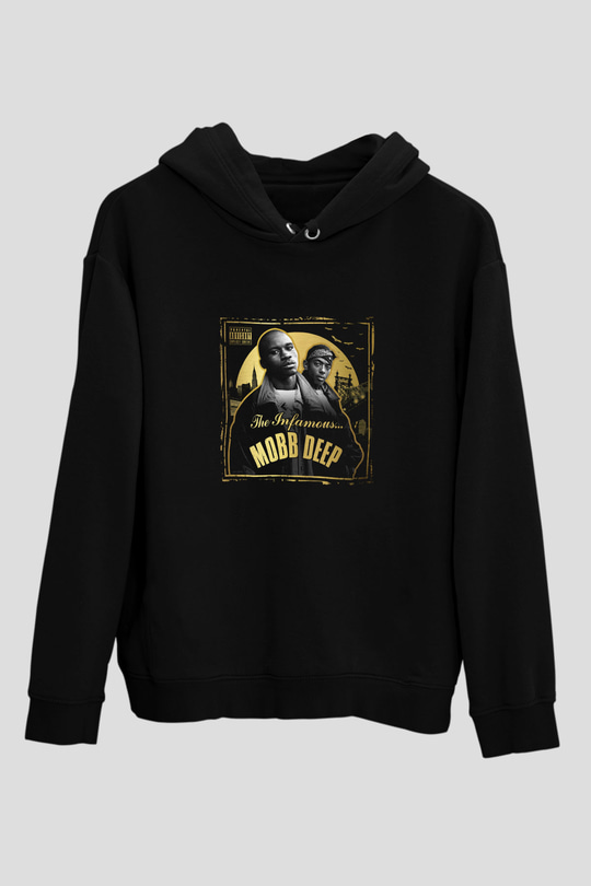 Mobb Deep Baskılı Unisex Siyah Hoodie