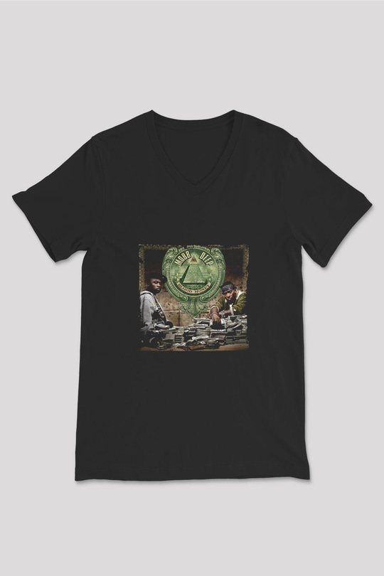 Mobb Deep Baskılı Unisex Siyah V Yaka Tişört
