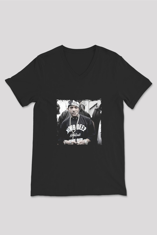 Mobb Deep Baskılı Unisex Siyah V Yaka Tişört
