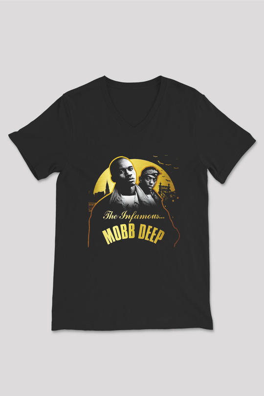 Mobb Deep Siyah Unisex V Yaka Tişört T-Shirt