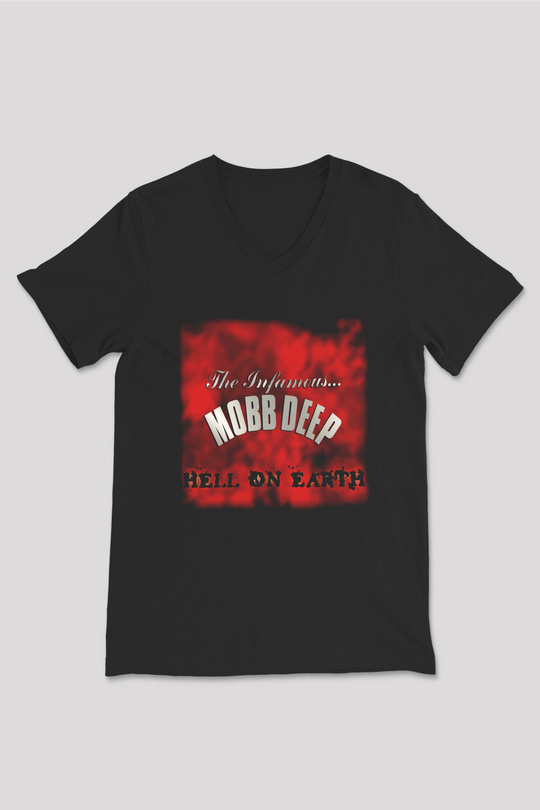 Mobb Deep Siyah Unisex V Yaka Tişört T-Shirt