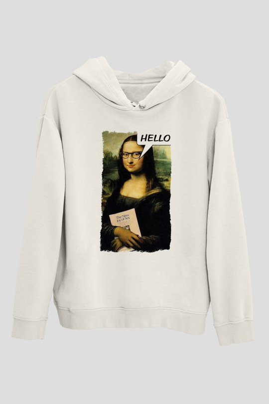 Mona Lisa Beyaz Unisex Kapüşonlu Sweatshirt