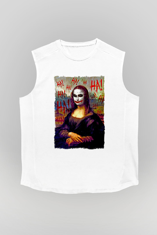 Mona Lisa Beyaz Unisex Kolsuz Tişört