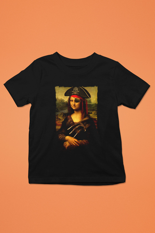 Mona Lisa Siyah Unisex Çocuk Tişört