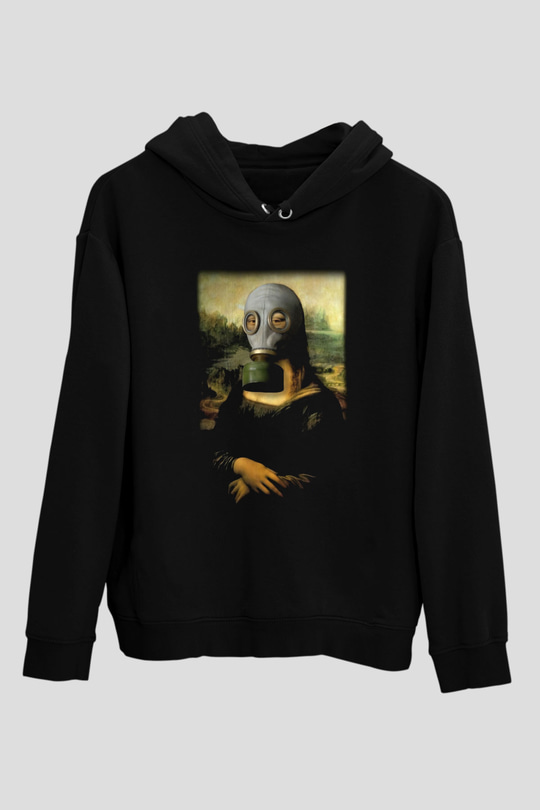 Mona Lisa Siyah Unisex Hoodie