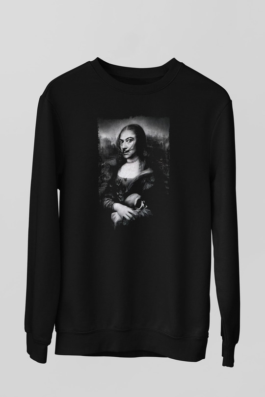 Mona Lisa Siyah Unisex Sweatshirt