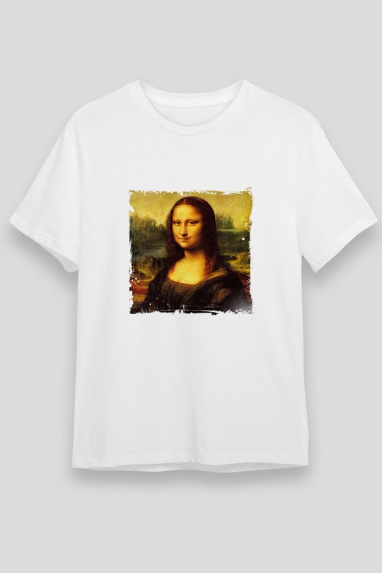 Mona Lisa Unisex Baskılı Beyaz Tişört