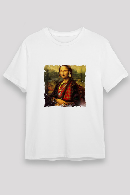 Mona Lisa Unisex Baskılı Beyaz Tişört