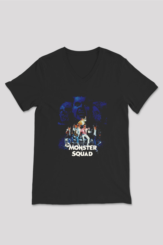 Monster Squad Siyah Unisex  V Yaka Tişört