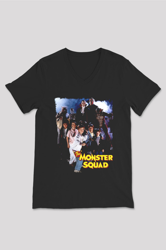 Monster Squad Siyah Unisex  V Yaka Tişört