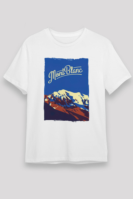 Mont Blanc Beyaz Unisex Tişört T-Shirt - TişörtFabrikası