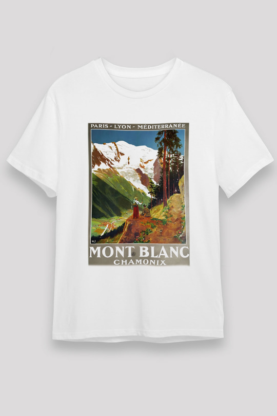 Mont Blanc Beyaz Unisex Tişört T-Shirt - TişörtFabrikası